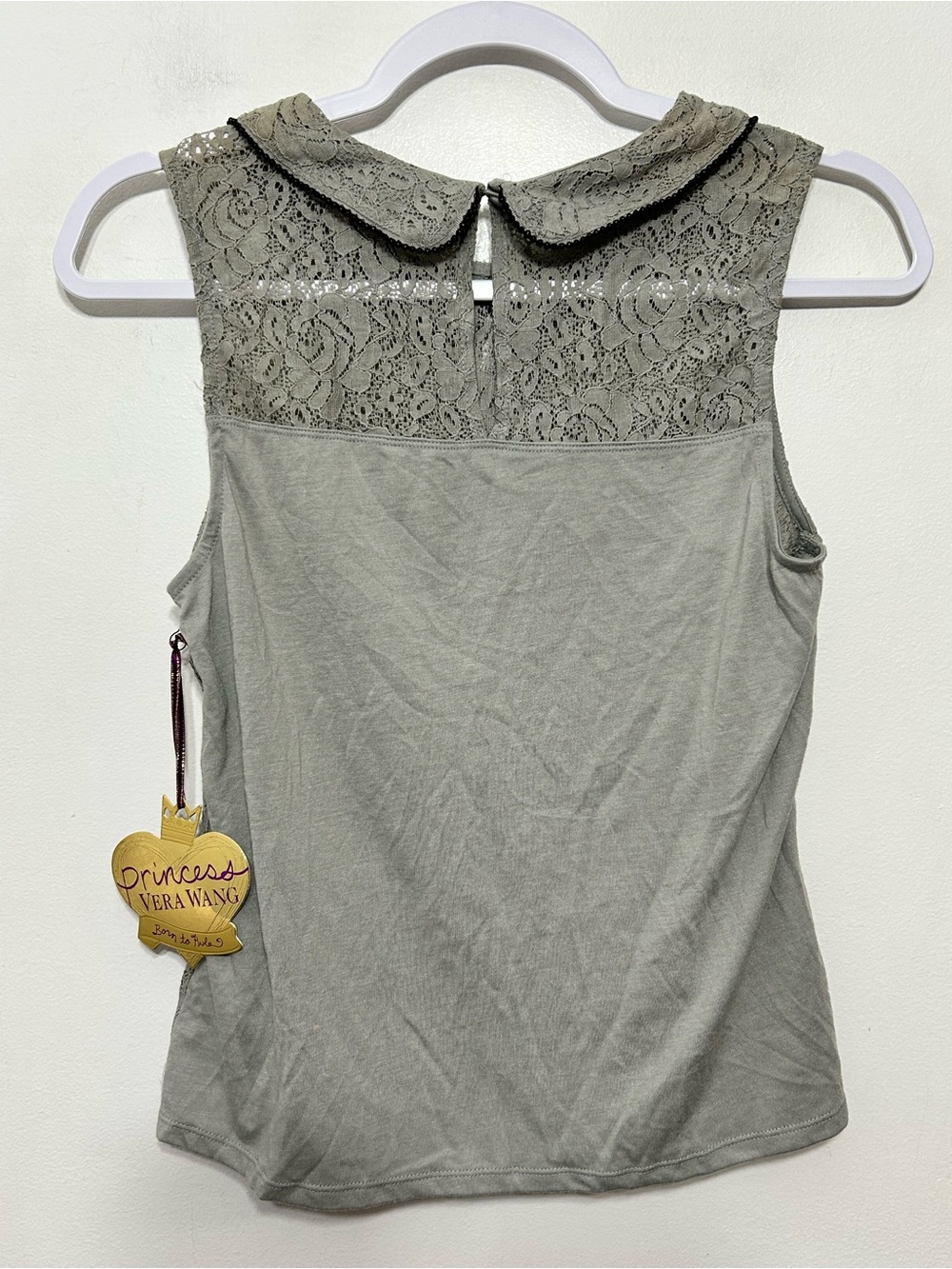New! Princess Vera Wang Lace Beaded Collar Sleeveless Blouse Womens Size Small - Picture 3 of 7